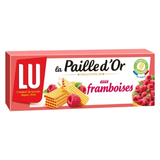Biscuits gaufrettes fourrées aux framboises