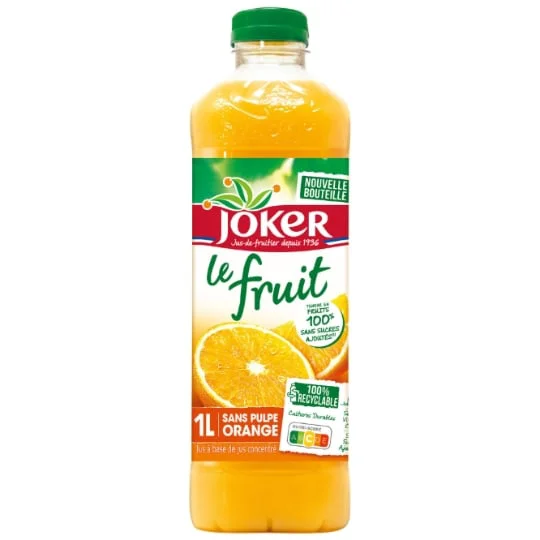 Jus d'orange sans pulpe sans sucres ajoutés