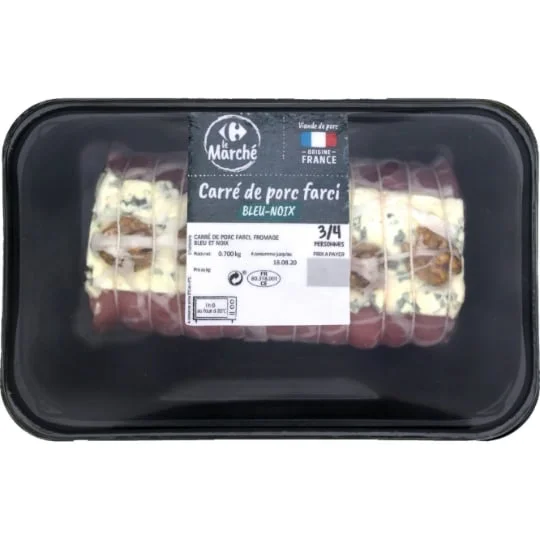 Rôti de porc farci fromage bleu et noix