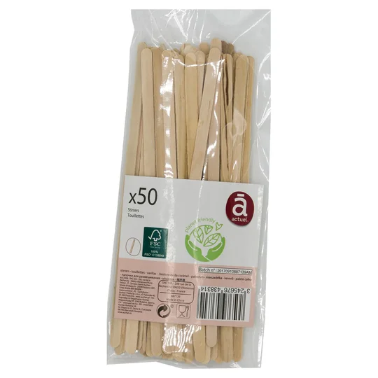 Agitateurs pour café en bois compostables x50