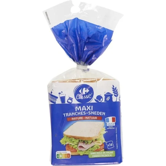 Pain de mie nature maxi tranches