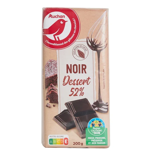 Tablette de chocolat noir dessert 52%