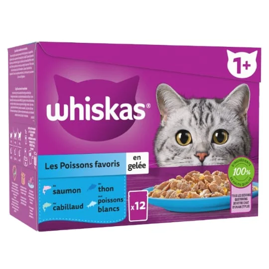 Pâtée pour chat adulte,Poissons favoris en gelée
