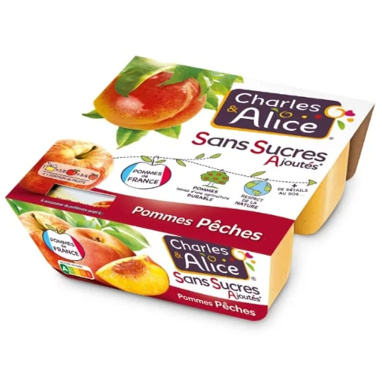 Compotes pommes pêches sans sucres ajoutés