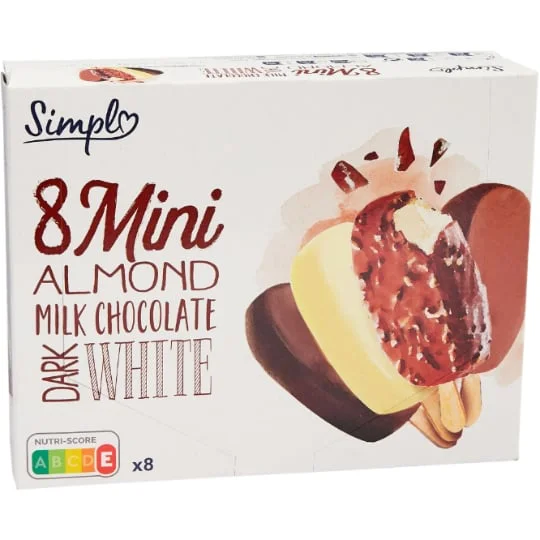Glaces mini amandes chocolat au lait/noir/blanc SIMPL