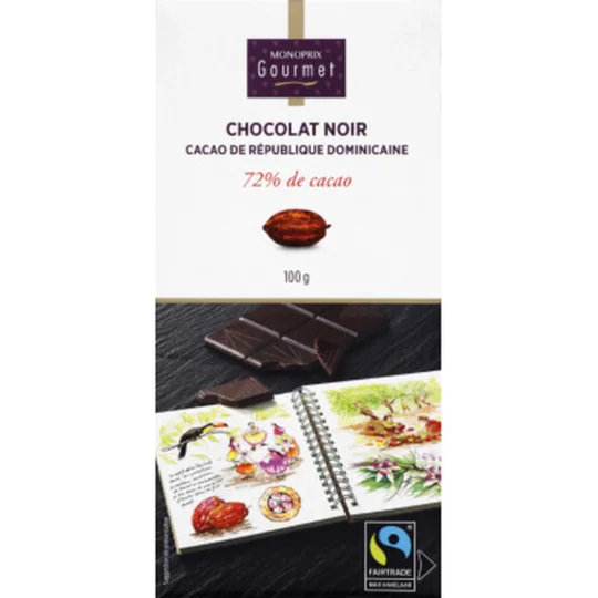 Chocolat noir de Saint Domingue 72% de cacao