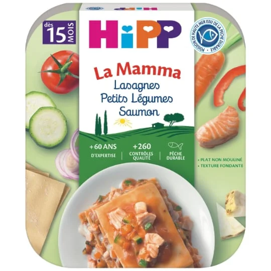 Plat bébé dès 15 mois lasagnes petits légumes saumon