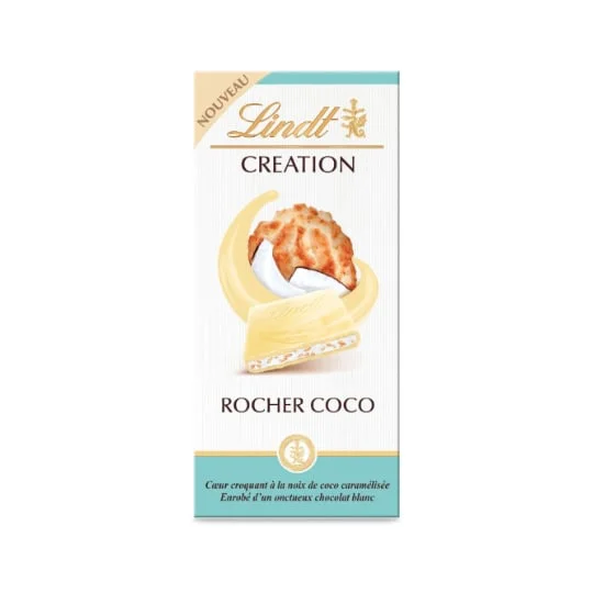 Tablette de chocolat création blanc rocher coco