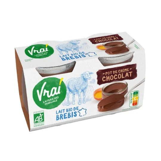 Crème dessert chocolat au lait de brebis Bio