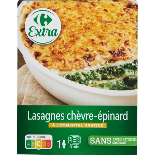 Plat cuisiné lasagnes chèvres épinards