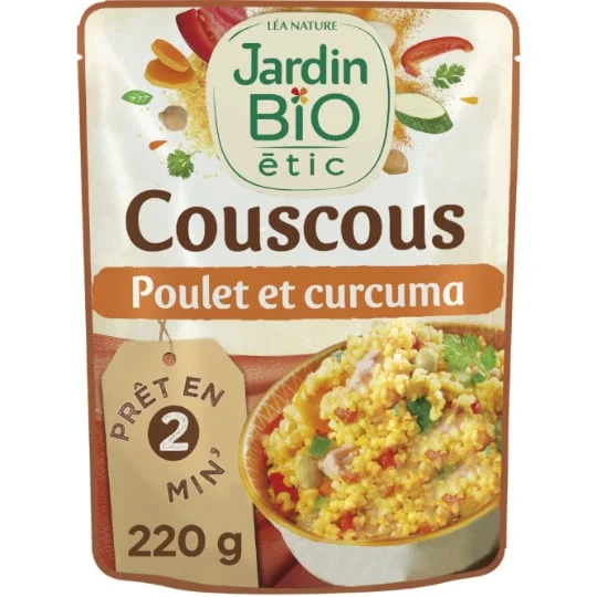 Plat cuisiné couscous poulet curcuma Bio