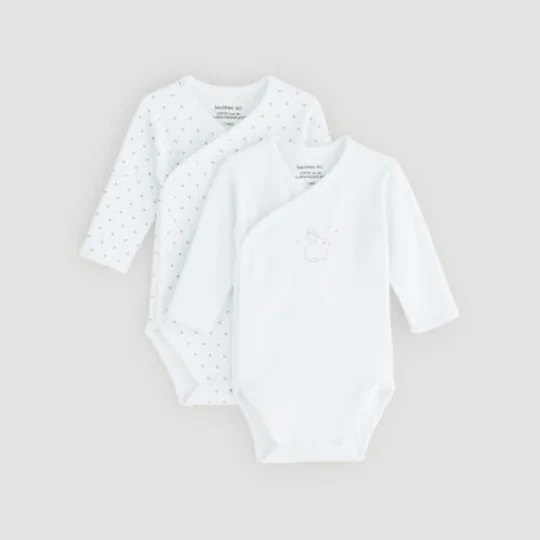 Lot de 2 Bodies Croisés Manches Longues Bio 0 mois