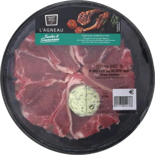 Viande d'Agneau: côtes*** avec os à griller