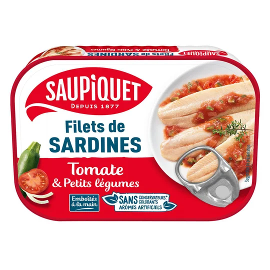Filets de sardines tomate et ses petits légumes sans huile