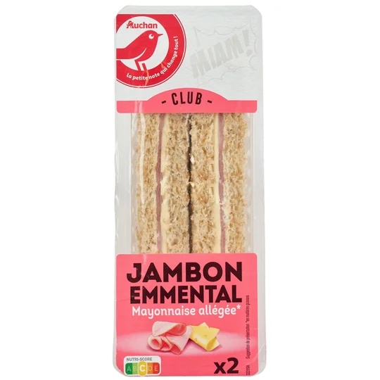 Club sandwich jambon emmental mayonnaise allégée