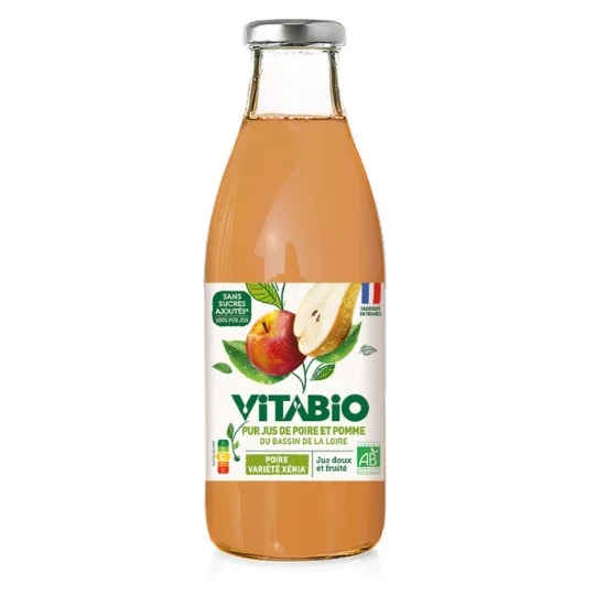 Jus de poire xénia et pomme ariane pur bio