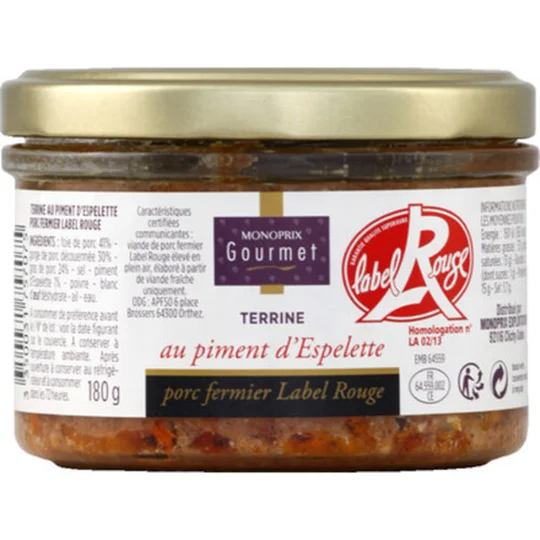 Terrine au piment d'Espelette Label Rouge