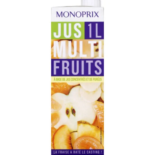 Jus multifruits à base de jus concentré et de purées