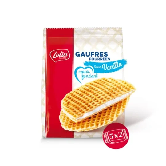Gaufres fourrées coeur fondant saveur vanille