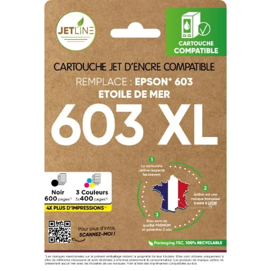 Pack de cartouches d'encre 603 XL Noir + Couleurs - Compatible EPSON