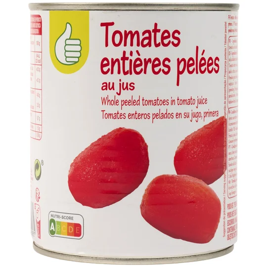 Tomates entières pelées au jus