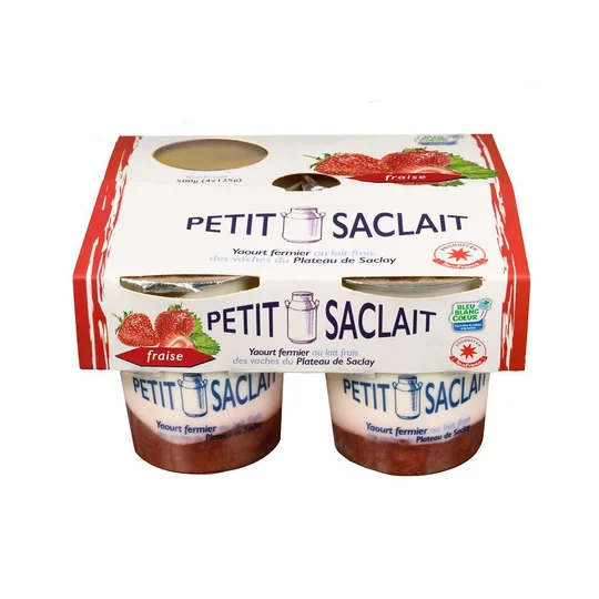 Yaourt brassé sur lit de confiture de fraise