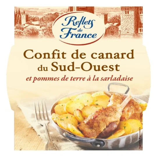 Plat cuisiné confit canard pommes de terre