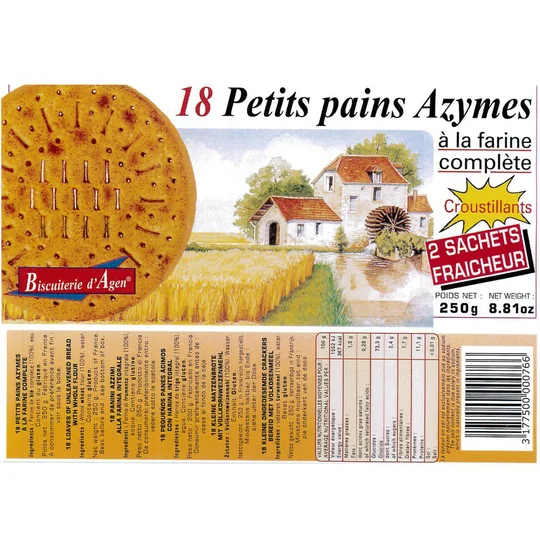 Petits pains azymes à la farine complète, croustillants