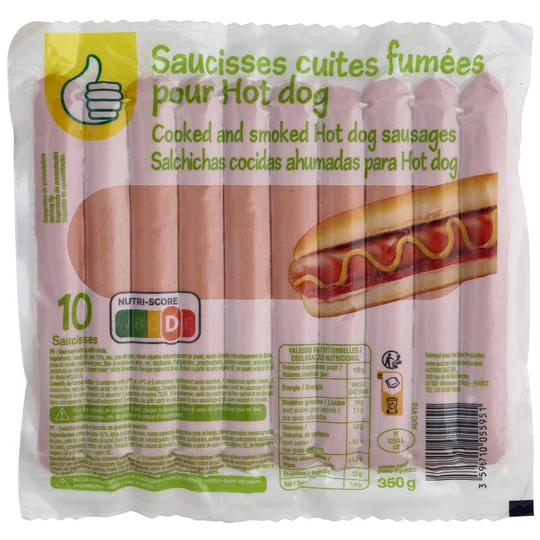 Saucisses cuites fumées pour hot dog