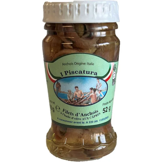 I piscatura filets d'anchois câpres à l'huile d'olive aux câpres