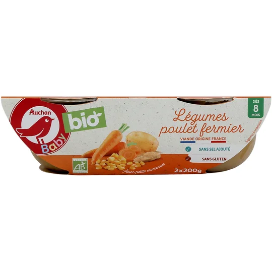 Bol de légumes avec poulet fermier dès 8 mois