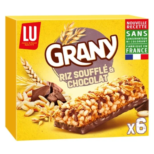 Barres de céréales au riz soufflé et au chocolat