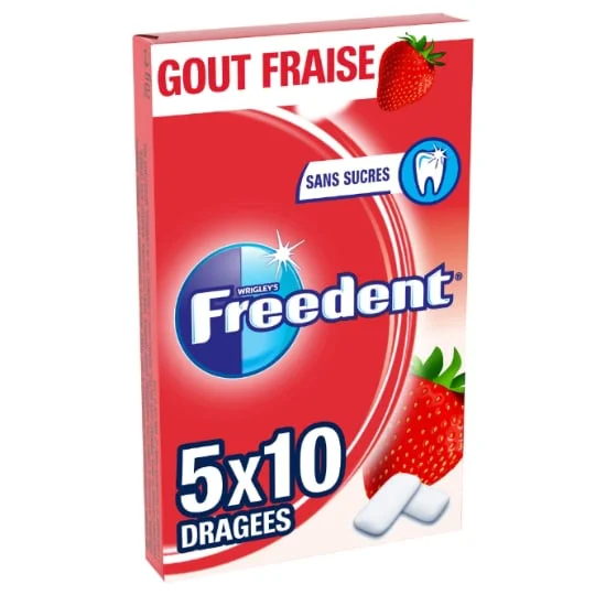 Chewing-gum sans sucres goût Fraise