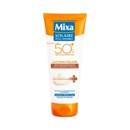 Protection Solaire Lait Soin Peaux sensibles Sèches SPF50+