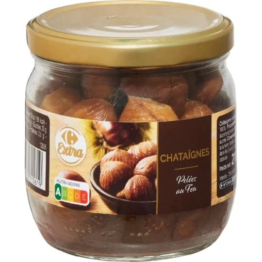 Châtaignes pelées au feu