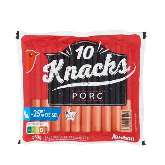 Knacks au porc réduit en sel