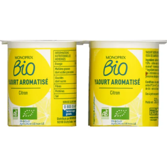 Yaourt aromatisé citron bio