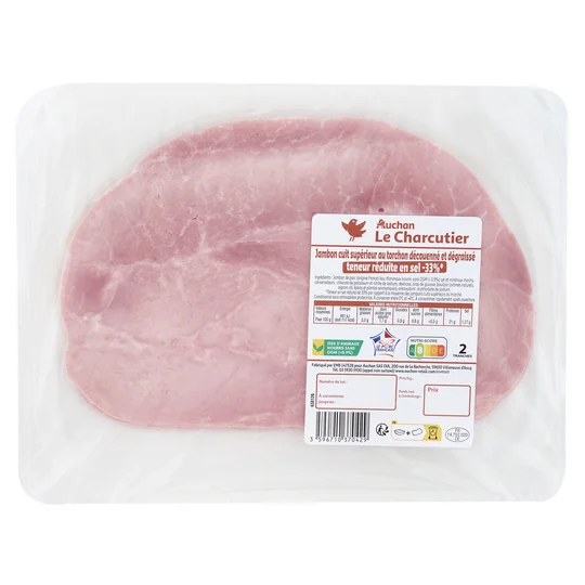 Jambon cuit dégraissé réduit en sel