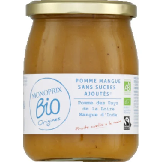 Purée de pomme mangue, sans sucres ajoutés