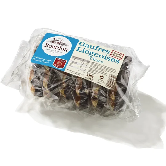 Gaufres liégeoises nappées de chocolat, sachets individuels