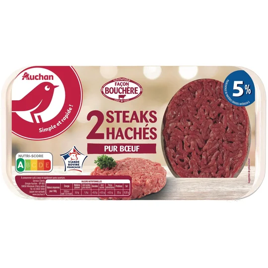 Steaks hachés pur boeuf façon bouchère 5% MG