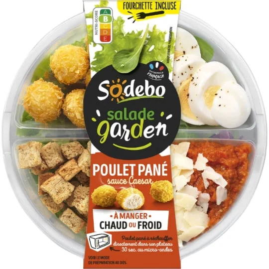 Salade Poulet pané oeuf croutons sauce Casar