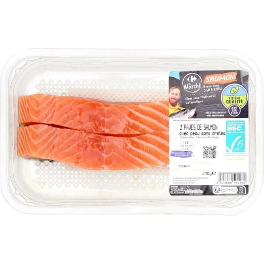 Pavés de saumon avec peau s/arêtes