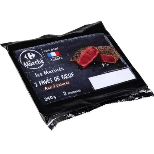 Pavés de boeuf marinés 3 poivres