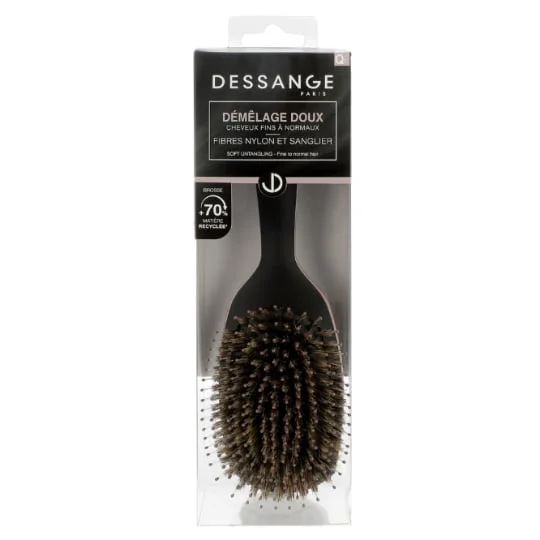 Brosse Capillaire Démêlage Doux Cheveux Fins à Normaux Fibres Nylon & Sanglier
