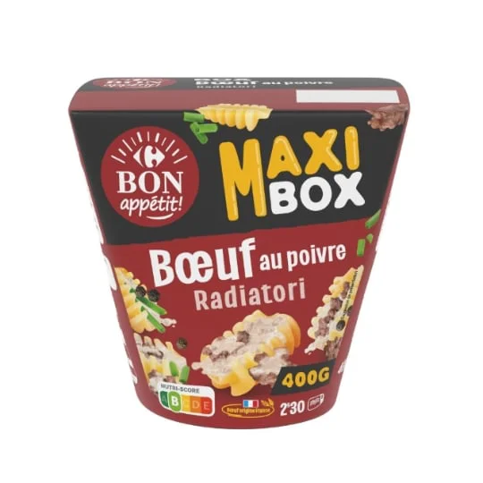 Plat cuisiné radiatori boeuf poivre BON APPETIT