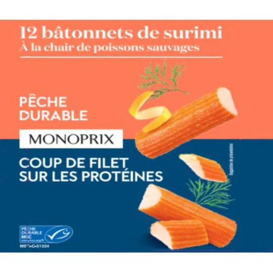 Bâtonnets de surimi saveur crabe