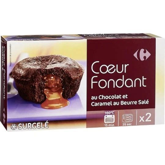 Gâteaux coeur fondant chocolat caramel