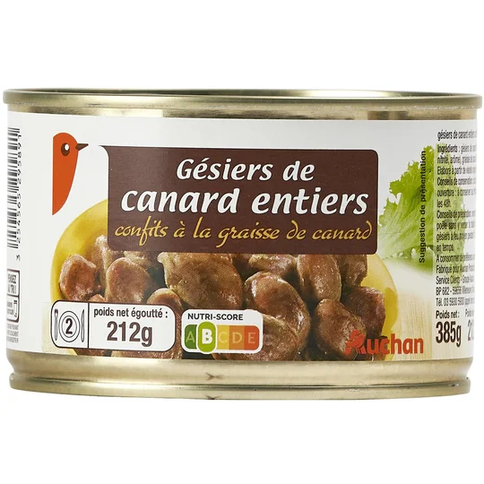 Gésiers de canard entiers confits