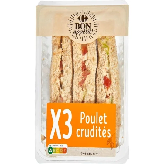 Sandwich poulet crudités